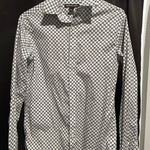 Michael Kors Black and White Casual Button Down Shirt